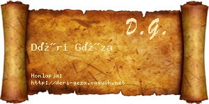 Déri Géza névjegykártya
